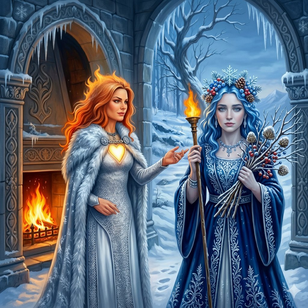 Hestia warms Demeter in winter